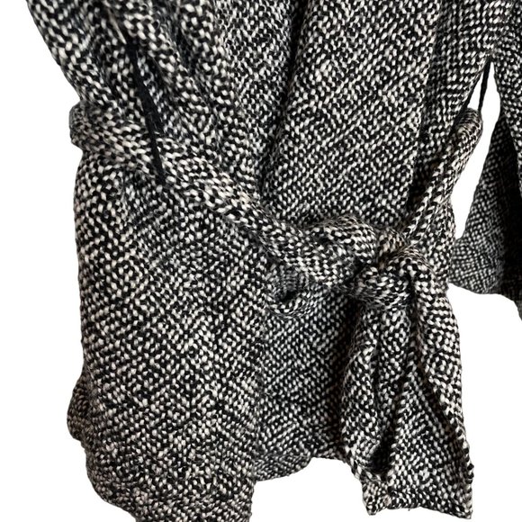 Eileen Fisher Textured Black/White Knit Belted Cardigan, M - Picture 5 of 7